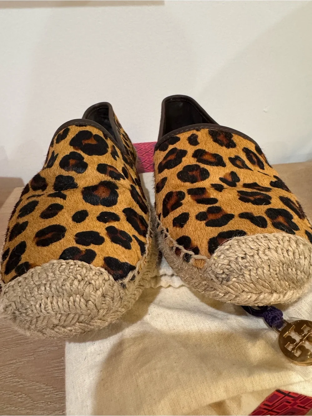 Tory Burch Leopard-Print Espadrille Flats in Tan and Black